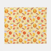 水彩格言、カボチャ葉ーと フリースブランケット (正面(横))