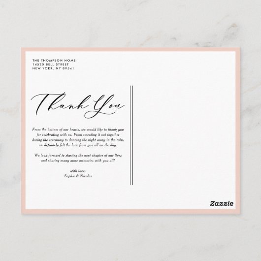 水彩桃あじさい結婚さんありがとう ポストカード (裏面)