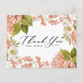 水彩桃あじさい結婚さんありがとう ポストカード (正面)