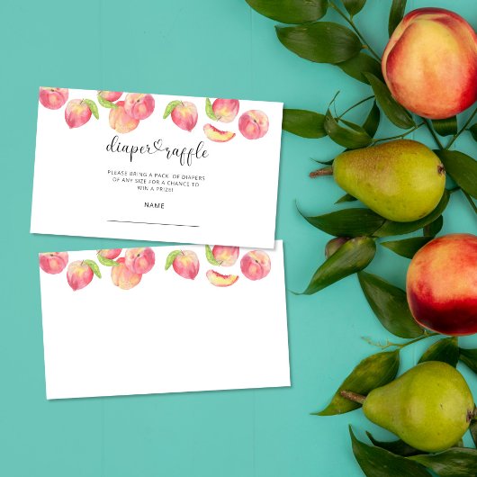 水彩桃おむつラッフルチケット エンクロージャーカード