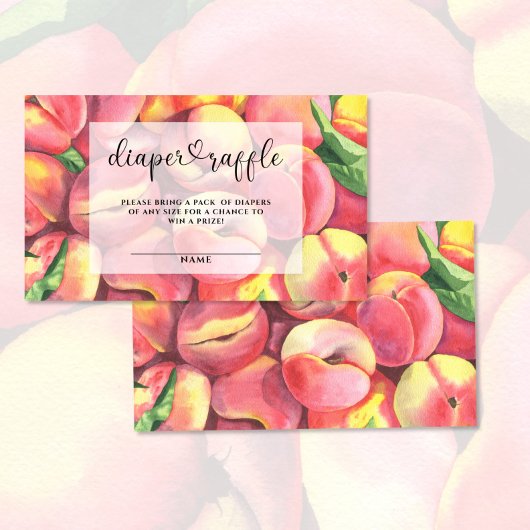 水彩桃おむつラッフルチケット エンクロージャーカード