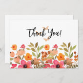 水彩桃とピンクガーデン サンキューカード (正面/裏面)