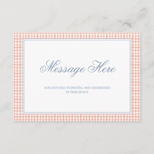 水彩桃と白いギンガ結婚ム エンクロージャーカード (正面)