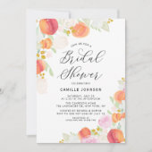 水彩桃と花のブライダルシャワー 招待状 (正面)