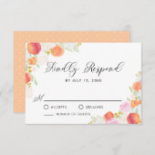 水彩桃と花の春 出欠カード (正面/裏面)