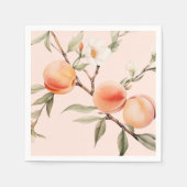 水彩桃のエレガントな誕生日パーティー スタンダードカクテルナプキン (正面)