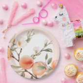 水彩桃のエレガントな誕生日パーティー ペーパープレート (パーティー)