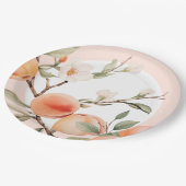 水彩桃のエレガントな誕生日パーティー ペーパープレート (アングル)
