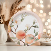 水彩桃のエレガントな誕生日パーティー ペーパープレート