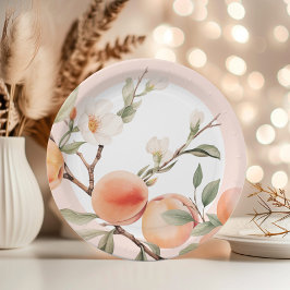 水彩桃のエレガントな誕生日パーティー ペーパープレート