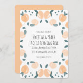 水彩桃のフルーツ誕生日パーティア縁どート 招待状 (正面/裏面)