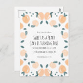 水彩桃のフルーツ誕生日パーティア縁どートI ポストカード (正面/裏面)