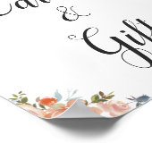 水彩桃のフローラカードとギフトサイン ポスター (角)