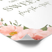 水彩桃のフローラベビーは甘いポスター ポスター (角)