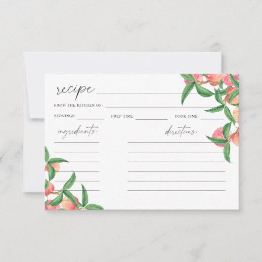 水彩桃のレシピカード (正面)