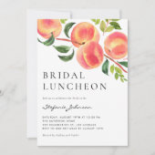 水彩桃の夏のブライダルランチョン 招待状 (正面)