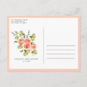 水彩桃の夏の赤ちゃんシャワー インビテーションポストカード (裏面)