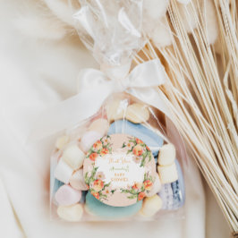 水彩桃の女の子の赤ちゃんシャワーありがとう ラウンドシール