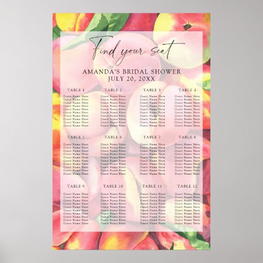 水彩桃の座席表 ポスター (正面)