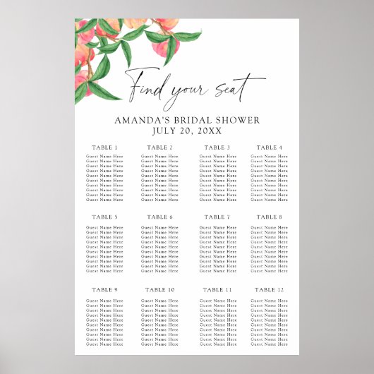 水彩桃の座席表 ポスター (正面)