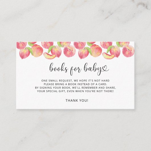 水彩桃の本ベビーチケット エンクロージャーカード (正面)