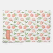 水彩桃の模様パーソナライズされた キッチンタオル (横)