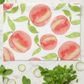 水彩桃の模様 キッチンタオル (折り畳み)