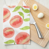 水彩桃の模様 キッチンタオル (四つ折り)