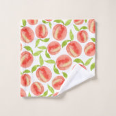 水彩桃の模様 バスタオルセット (ウォッシュタオル)