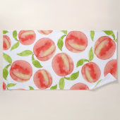 水彩桃の模様 ビーチタオル (正面)