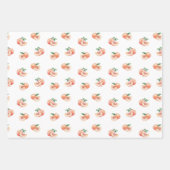 水彩桃の模様 ラッピングペーパーシート (正面)