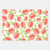 水彩桃の模様 ラッピングペーパーシート (正面2)