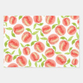 水彩桃の模様 ラッピングペーパーシート (正面)