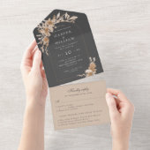 水彩桃の灰色のアーチ付きrsvp付結婚き オールインワン招待状 (貼ってはがせる)