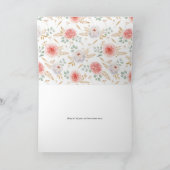 水彩桃の牡丹と金ゴールド葉誕生日 カード (内部)