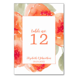 水彩桃の牡丹フローラ結婚披露宴 テーブルナンバー