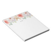 水彩桃の牡丹金ゴールド ノートパッド (アングル)