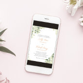 水彩桃の花とグリーンのウェディングステーショナリー 招待状