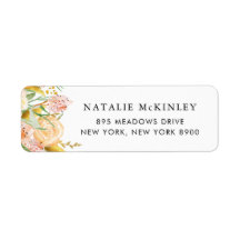 水彩桃の花と金ゴールド