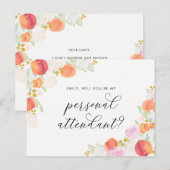 水彩桃の花のウェディングアテンダントに インビテーションポストカード (正面/裏面)