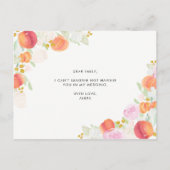 水彩桃の花のウェディングアテンダントに インビテーションポストカード (裏面)