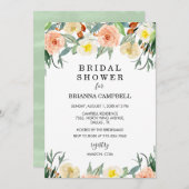 水彩桃の花のウェディングシャワー招待状 招待状 (正面/裏面)