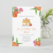 水彩桃の花のケーキ マザーズデイブラン 招待状 (スタンド正面)