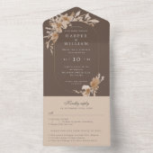 水彩桃の花の封筒3折結婚り オールインワン招待状 (内側)