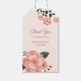 水彩桃の花の感謝 ギフトタグ