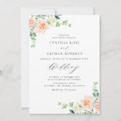 水彩桃の花の結婚式招待状 招待状 (正面)