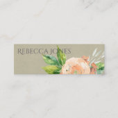 水彩桃の花の緑の葉アドレス スキニー名刺 (正面)