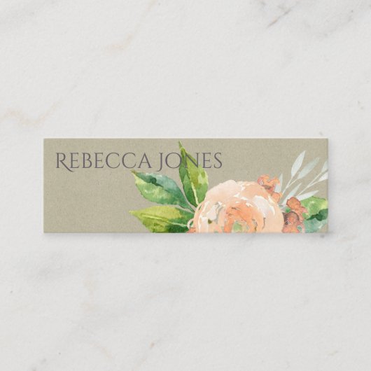 水彩桃の花の緑の葉アドレス スキニー名刺 (正面)
