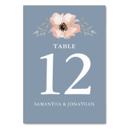 水彩桃の花の緑結婚の テーブルナンバー