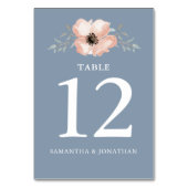 水彩桃の花の緑結婚の テーブルナンバー (裏面)
